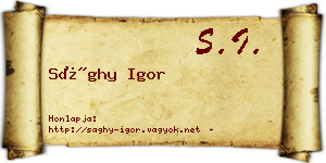 Sághy Igor névjegykártya